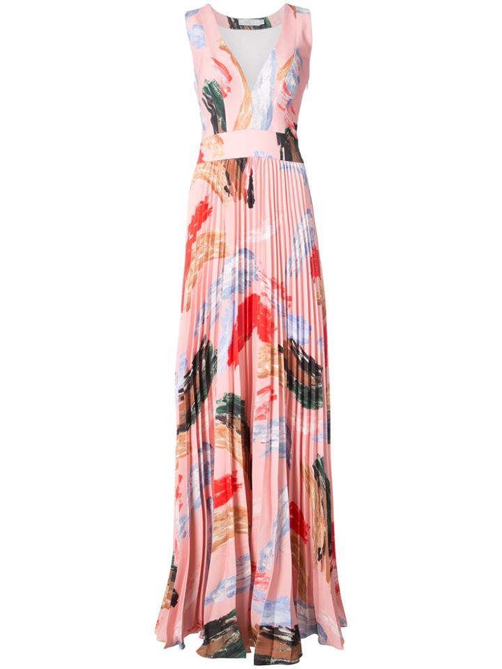 Patbo Brushstroke Pleated Gown - Pink & Purple