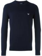 Armani Jeans Crew Neck Jumper, Men's, Size: Xxl, Blue, Viscose/polyamide