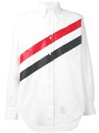Thom Browne Long Sleeve Shirt With Printed Diagonal Stripe In White