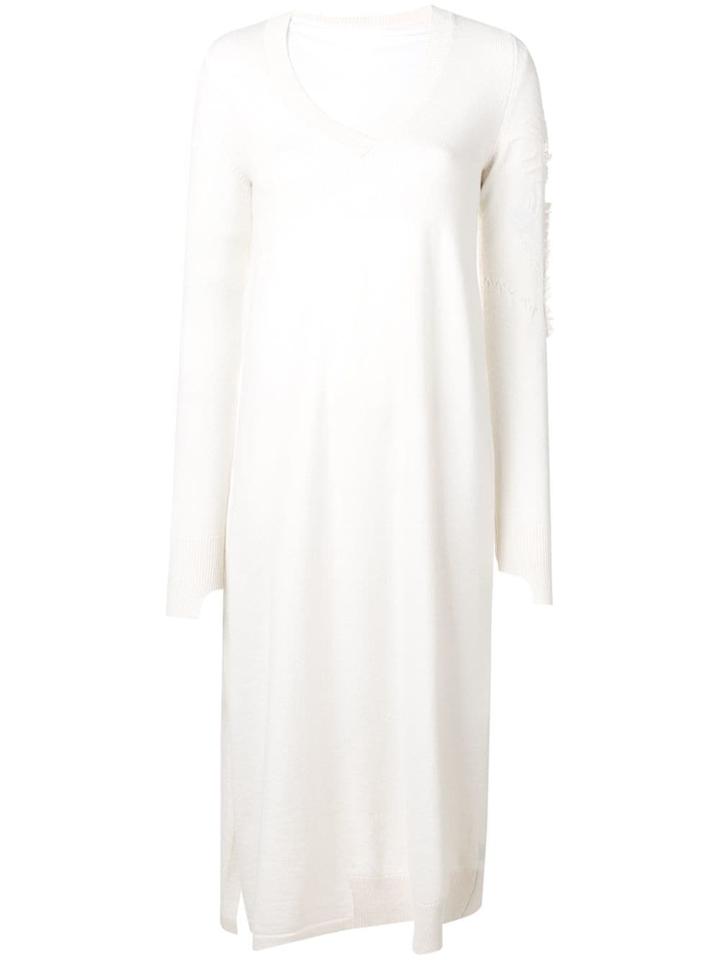 Barrie Flared V-neck Dress - White