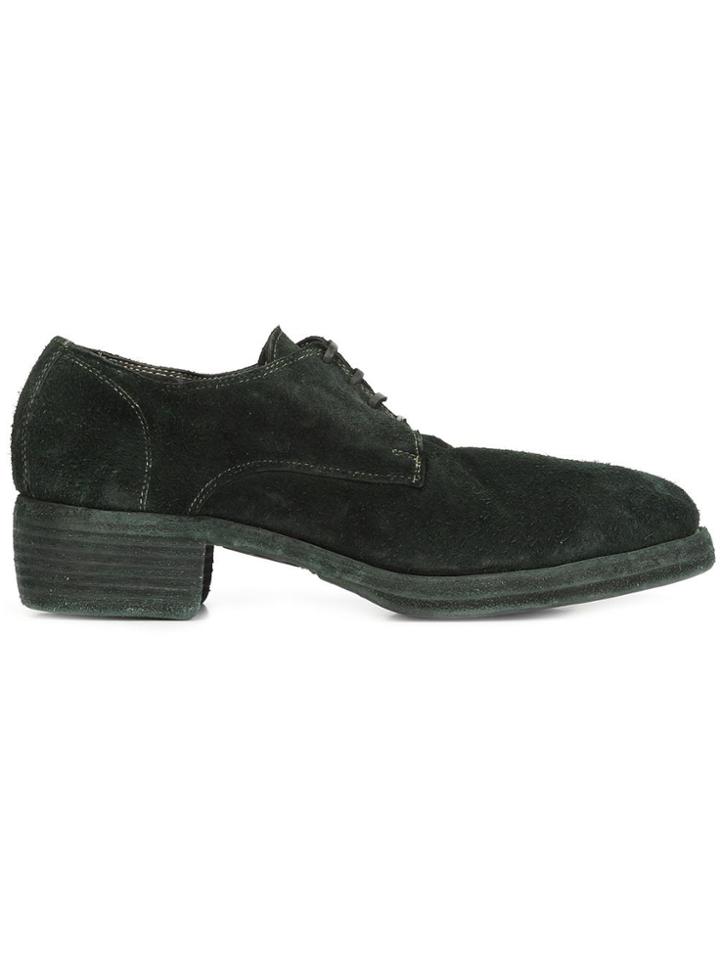 Guidi Stacked Heel Derby Shoes - Green