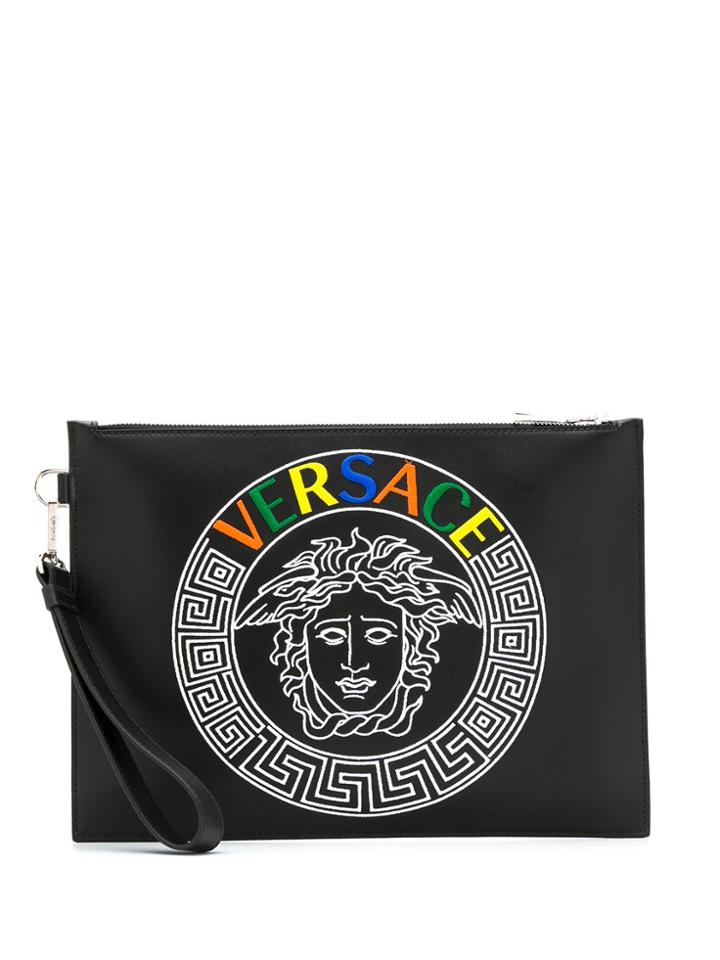 Versace Printed Medusa Clutch - Black