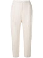 Pleats Please By Issey Miyake Cropped Loose Trousers - White