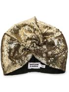 Mary Jane Claverol Embroidered Wrap Hat - Gold