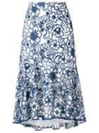 Martha Medeiros Midi Lace Naty Skirt, Women's, Size: 40, Blue, Silk/polyester
