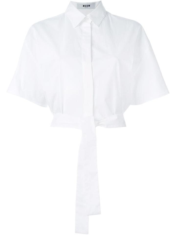 Msgm Wrap Crop Shirt, Women's, Size: 42, White, Cotton/spandex/elastane