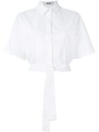 Msgm Wrap Crop Shirt, Women's, Size: 42, White, Cotton/spandex/elastane