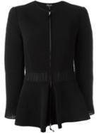 Giorgio Armani Flared Hem Ribbed Jacket, Women's, Size: 42, Black, Polypropylene