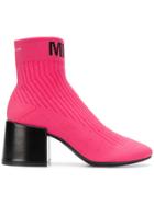 Mm6 Maison Margiela Logo Sock Boots - Pink & Purple