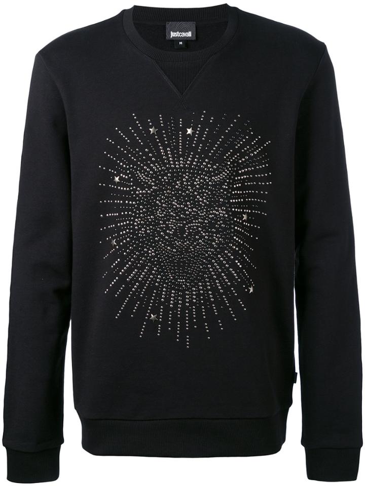 Just Cavalli Studded Tiger Face Sweatshirt - Black