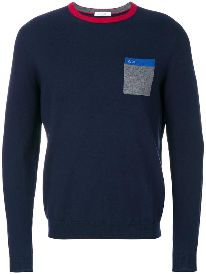 Sun 68 Breast Pocket Sweatshirt - Blue
