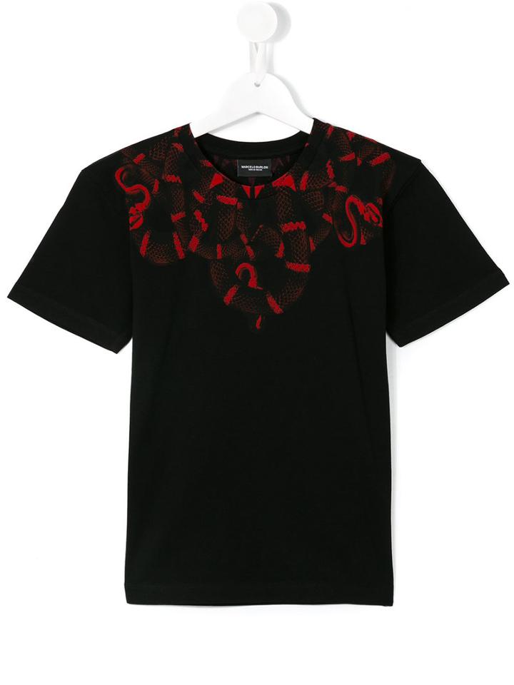 Marcelo Burlon County Of Milan Kids Snake Print T-shirt, Boy's, Size: 6 Yrs, Black