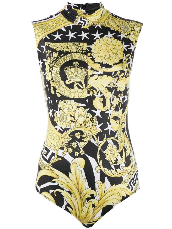 Versace Barocco Print Bodysuit - Yellow