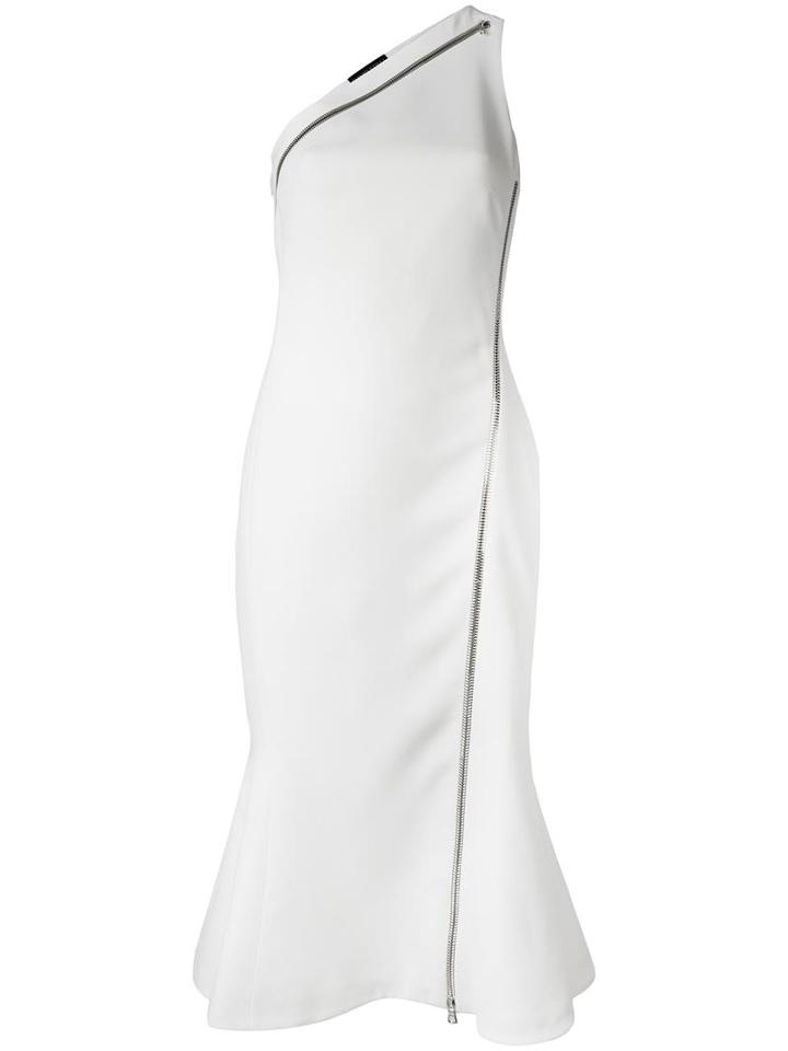 David Koma One Shoulder Dress, Women's, Size: 12, White, Acrylic/spandex/elastane/viscose/lyocell