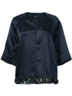 Derek Lam Short Sleeve Top With Embellished Hem - Blue