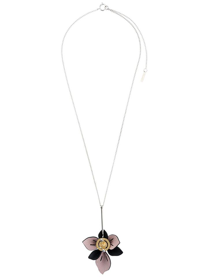 Marni Flower Pendant Necklace - Black