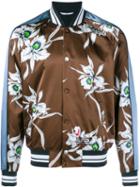 Valentino Orchid Print Satin Varsity Jacket