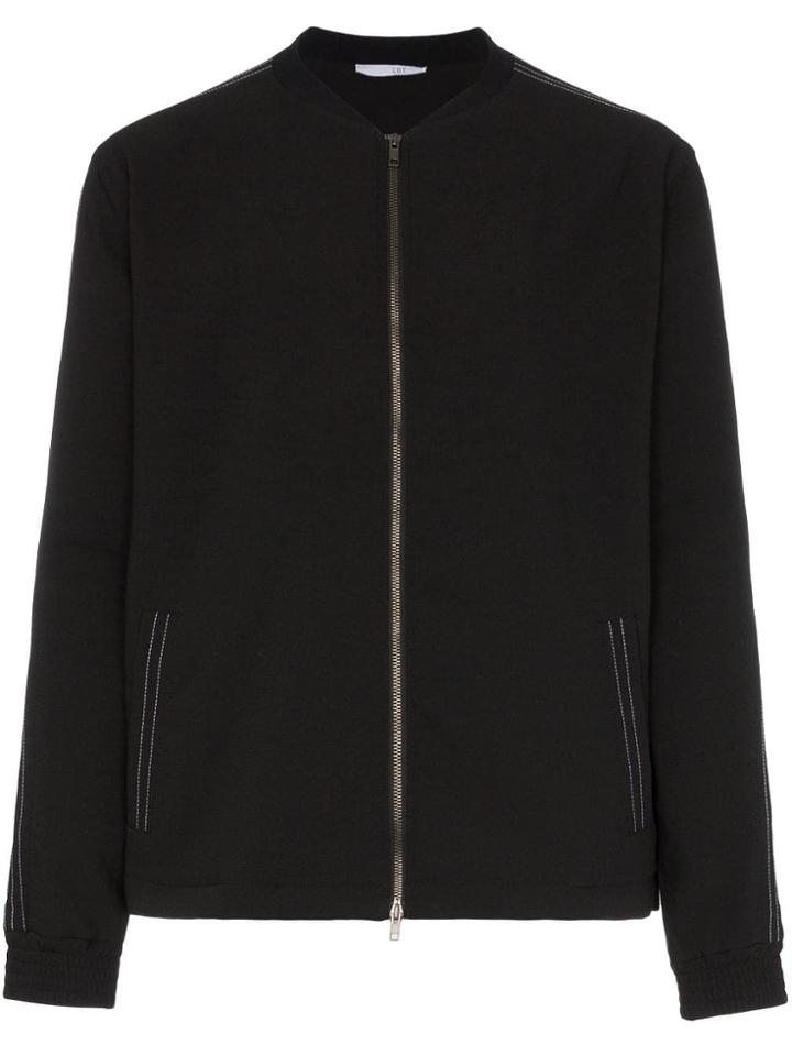 Lot78 Contrast Stitch Bomber Jacket - Black