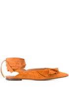 L'autre Chose Ruffle Ballerina Shoes - Brown