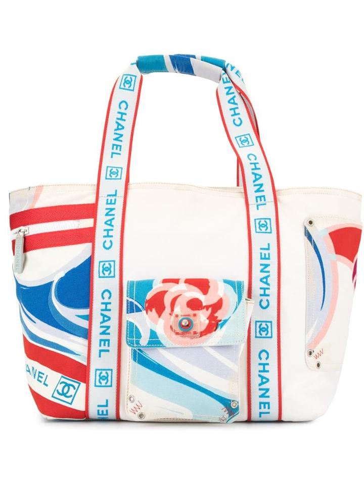 Chanel Pre-owned Sports Line Camellia Shopper - Blue