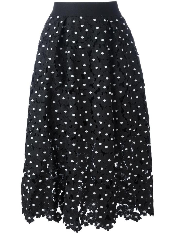 Self-portrait 'daisy' Midi Skirt, Women's, Size: 14, Black, Cotton/polyester