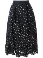 Self-portrait 'daisy' Midi Skirt, Women's, Size: 14, Black, Cotton/polyester