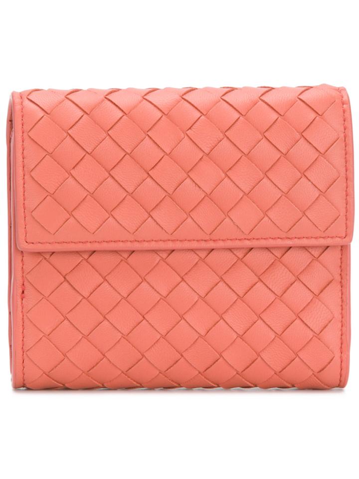 Bottega Veneta Intrecciato Fold Wallet - Pink & Purple