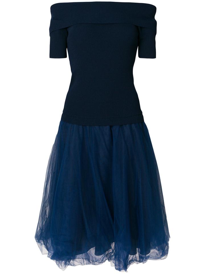 P.a.r.o.s.h. Off-shoulder Fitted Dress - Blue
