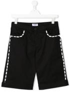 Moschino Kids Teen Stitch Print Bermudas - Black