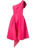Carolina Herrera One-shoulder Bow Back Faille Dress - Pink & Purple