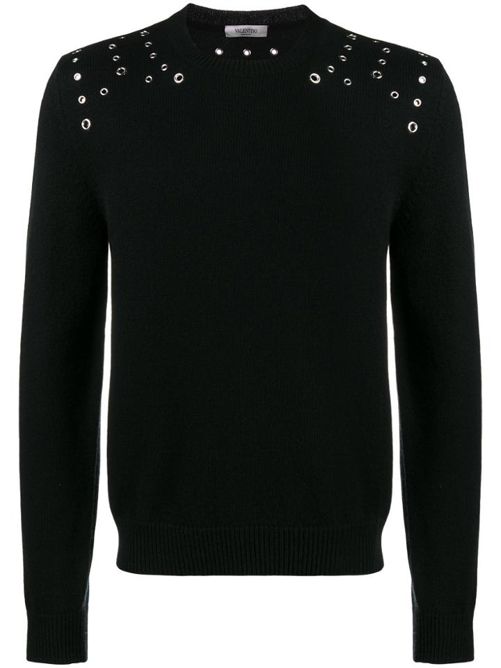 Valentino Eyelet Embellished Jumper - Black