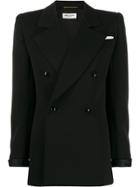 Saint Laurent Structured Shoulder Double Breasted Jacket - Black
