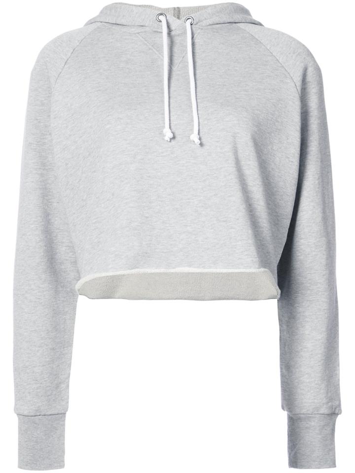 Frame Denim Cropped Track Hoodie - Grey