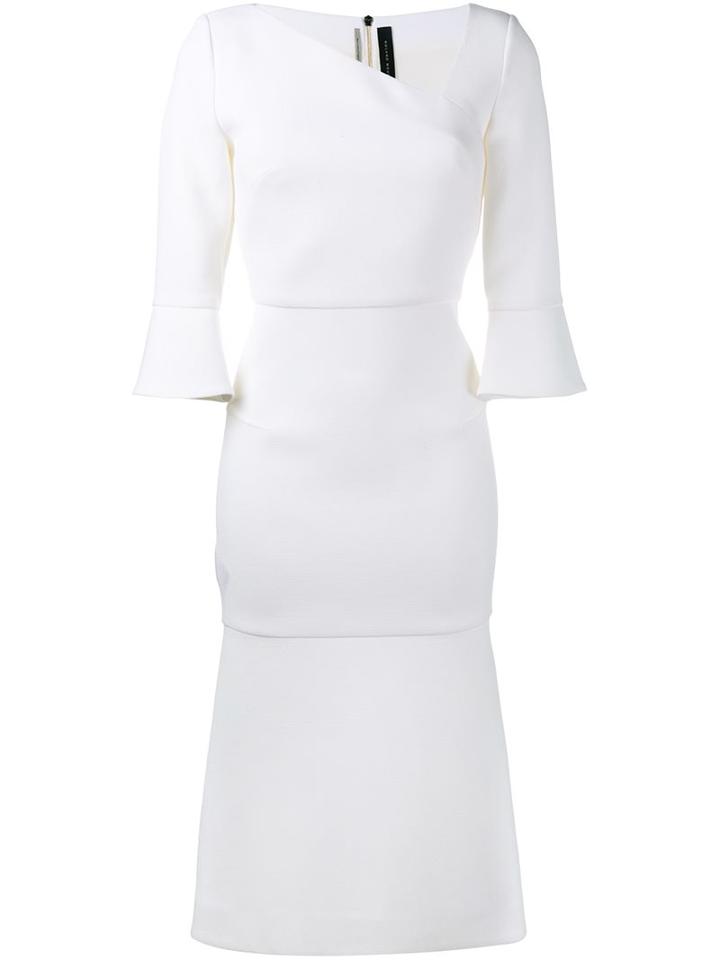 Roland Mouret 'dagnall' Mid-calf Dress, Women's, Size: 8, White, Silk/spandex/elastane/wool