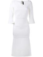 Roland Mouret 'dagnall' Mid-calf Dress, Women's, Size: 8, White, Silk/spandex/elastane/wool