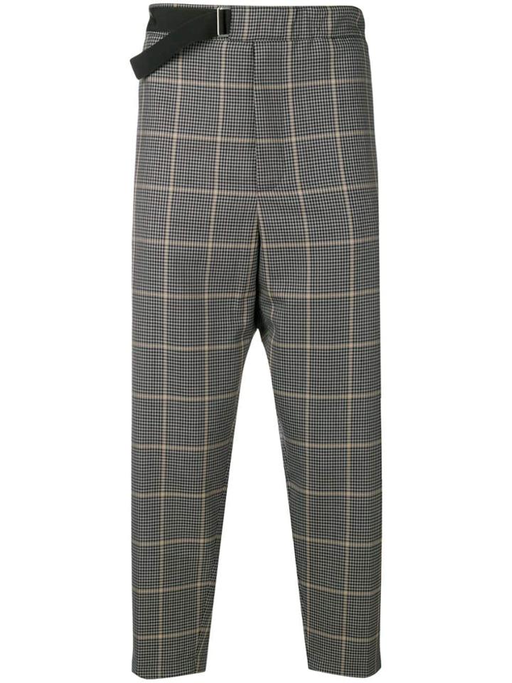 Oamc Cropped Check Trousers - Grey
