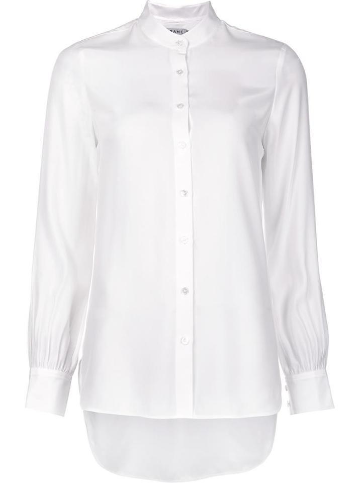 Frame Denim Button Down Shirt, Women's, Size: Medium, White, Silk