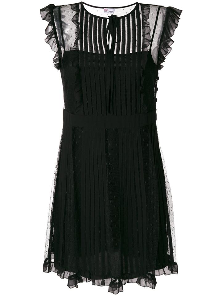 Red Valentino Pleated Frill Dress - Black