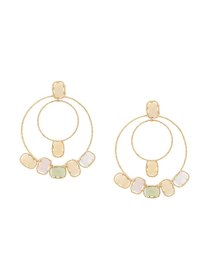 Rosantica Stone Double Hoop Earrings - Metallic