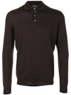 Drumohr Long Sleeved Polo Shirt - Brown