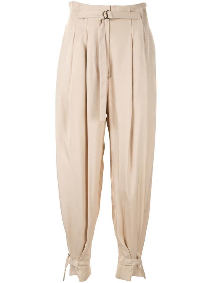 Lee Mathews D-ring Buckle Tapered Trousers - Brown