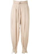 Lee Mathews D-ring Buckle Tapered Trousers - Brown