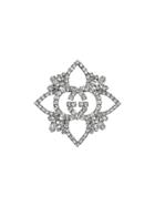 Gucci Crystal Interlocking G Flower Brooch - Metallic