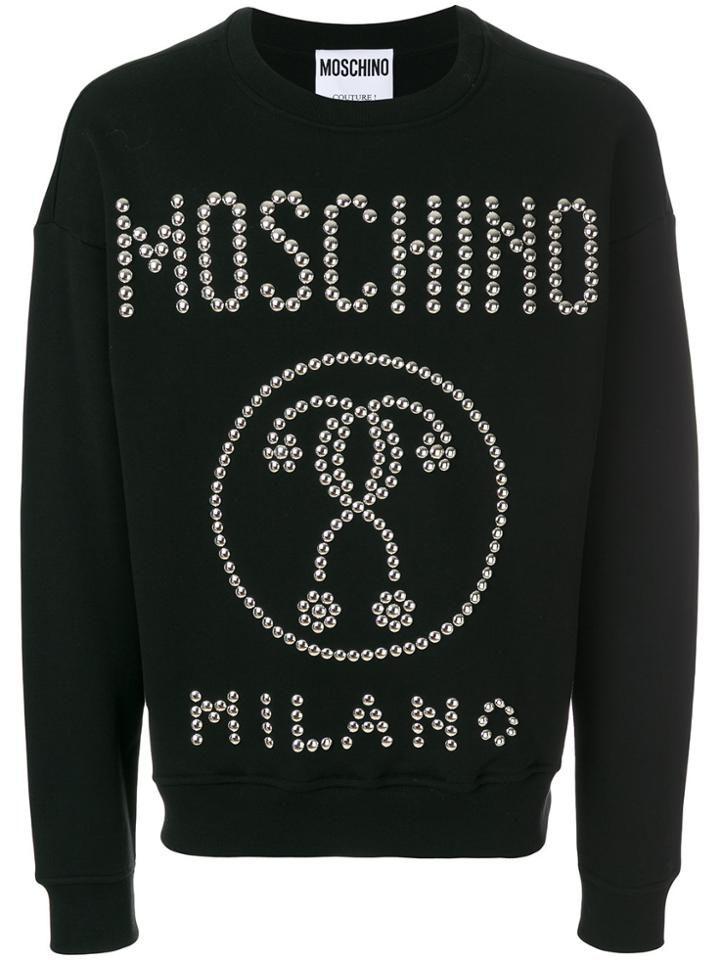 Moschino Logo Studded Sweatshirt - Black