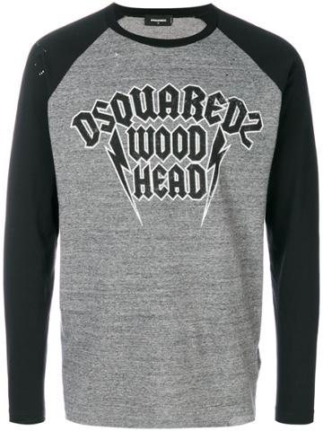 Dsquared2 Wood Head Raglan Sleeve T-shirt - Grey