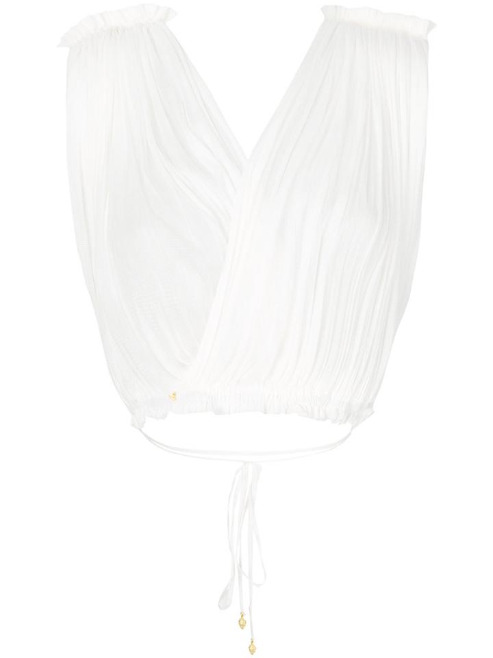 Elena Makri Ruched Cropped Top - White