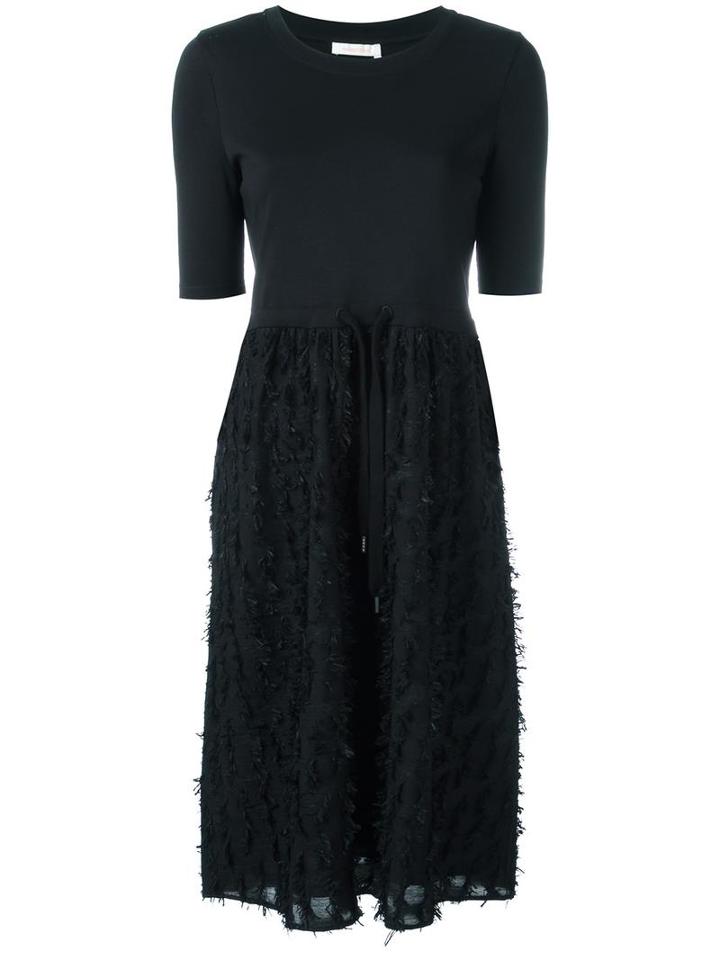 See By Chloé Fringed Drawstring Dress, Women's, Size: Large, Cotton/polyamide/viscose