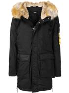 Diesel Fur Trim Hooded Jacket - Black
