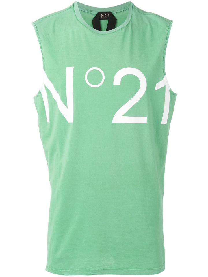 No21 - Printed Vest Top - Men - Cotton - L, Green, Cotton