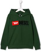 Diesel Kids Embroidered Logo Hooded Sweatshirt - Green
